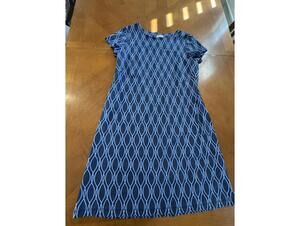 Blue Patterned Short Sleeve Dress Katherine Way